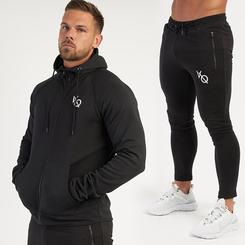 Hooded Sweater Cardigan Jacket Sports Fitness Suit Men