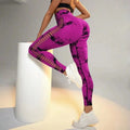 Hollow Tie Dye Printed Yoga Pants High Waist Butt