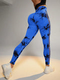 Hollow Tie Dye Printed Yoga Pants High Waist Butt