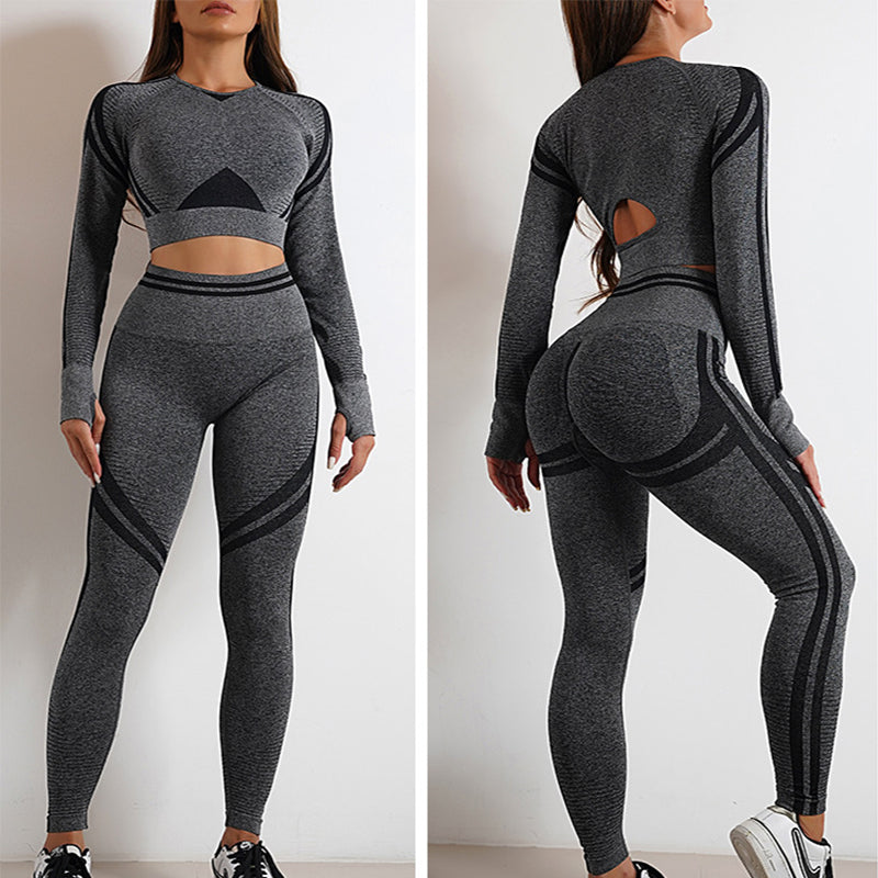 Yoga Pants Sports Gym Fitness Leggings And Long Sleeve