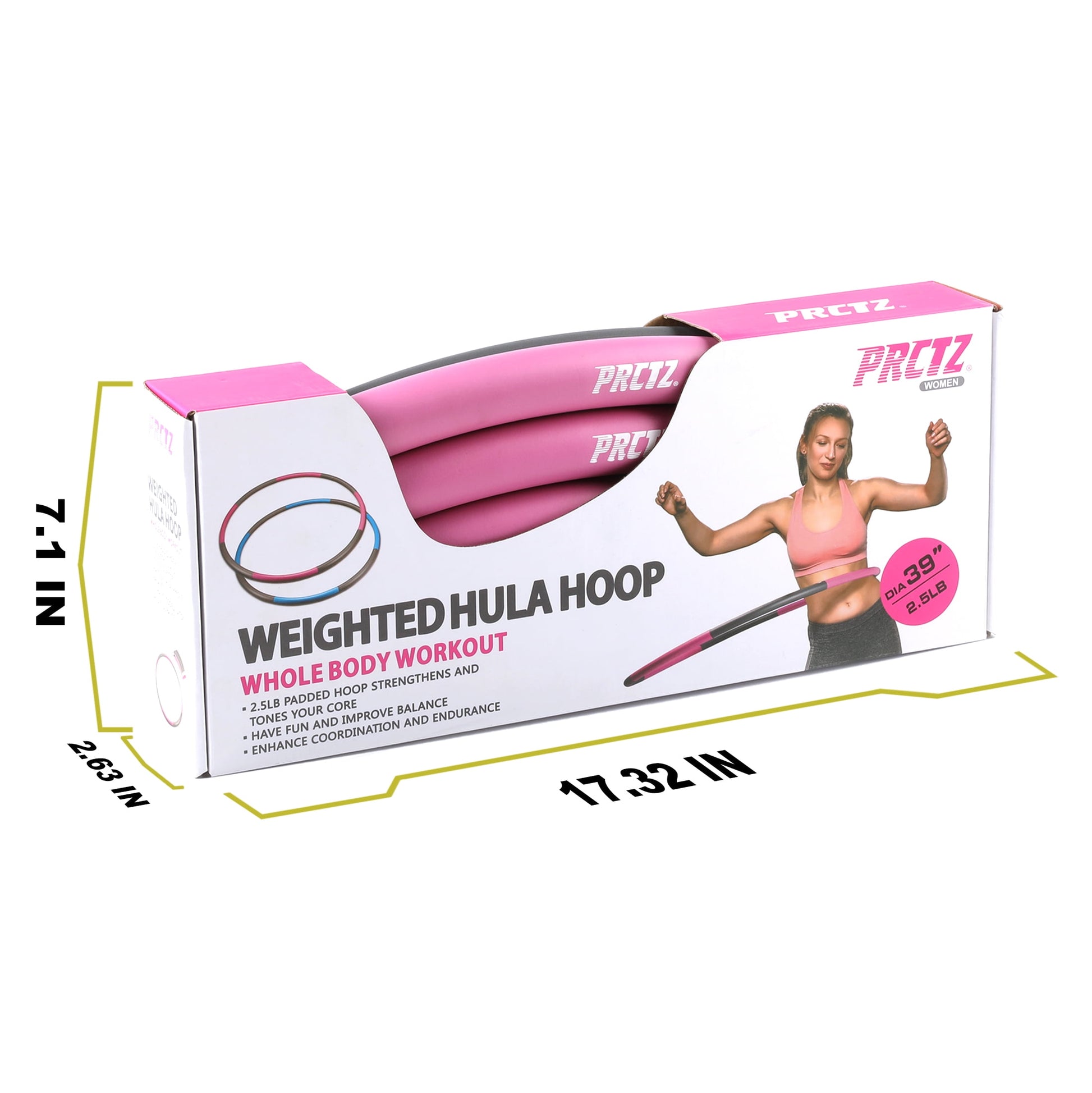 Weighted Hula Hoop, 2.5 Lb Exercise Hula Hoops for Adults, 8 Detachable Sections, Pink & Gray