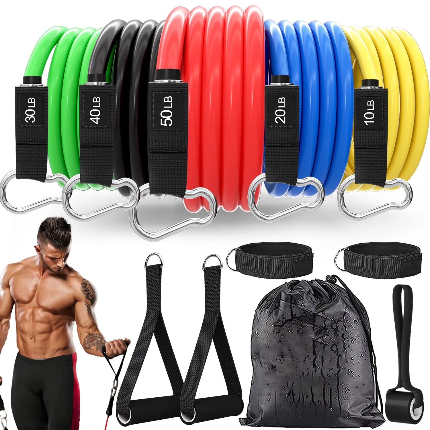 150Lbs Resistance Bands Set 11Pcs, Workout Bands,Resistance Bands for Working Out,Exercise Bands for Home Gym