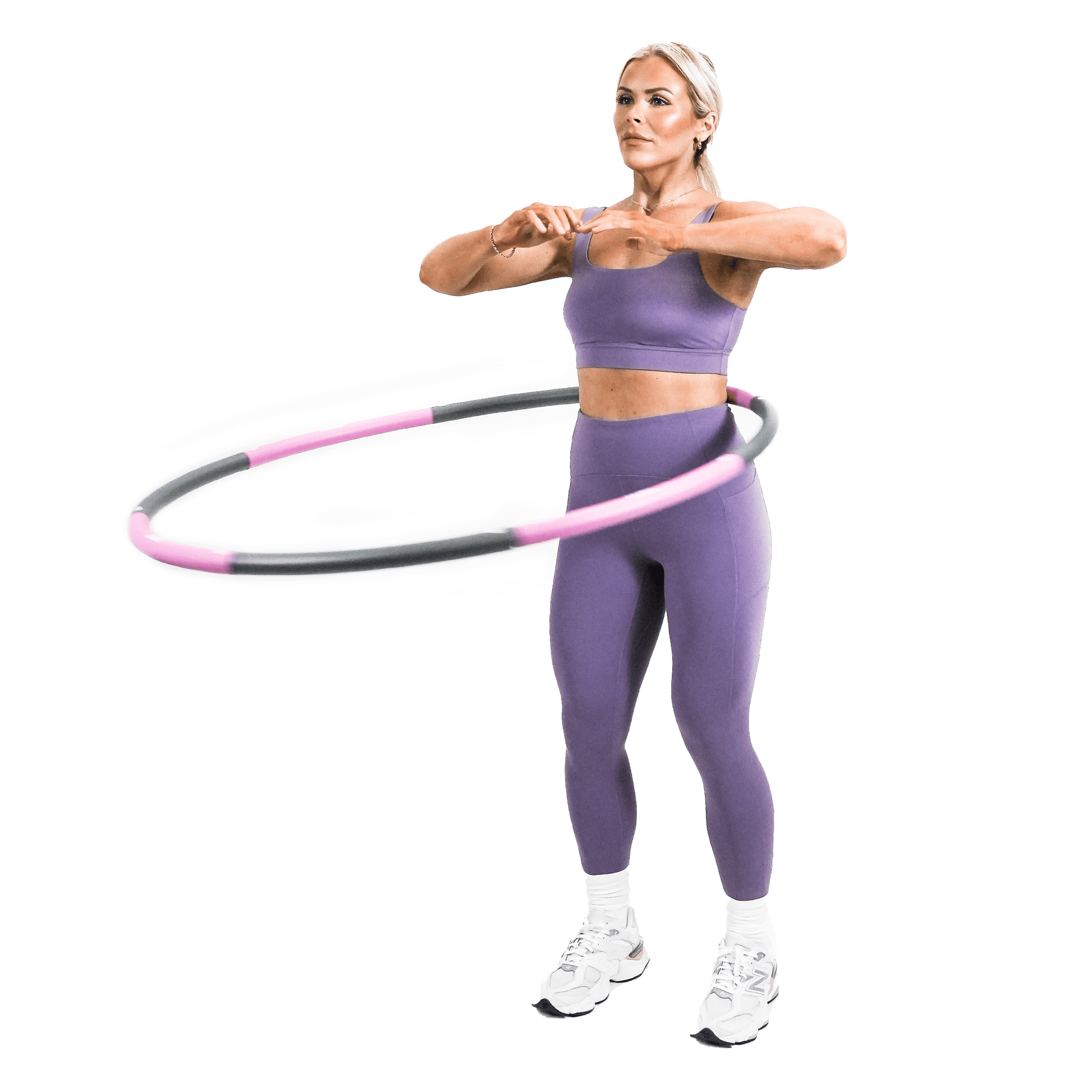 Weighted Hula Hoop, 2.5 Lb Exercise Hula Hoops for Adults, 8 Detachable Sections, Pink & Gray