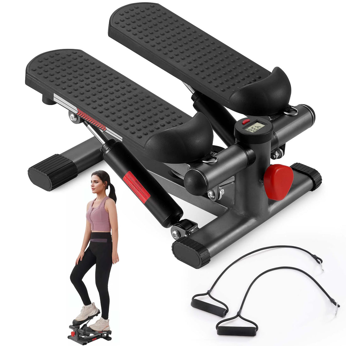 Mini Steppers for Exercise Workout Stepper Exercise Machine Stepperwith LCD Monitor with Resistance Bands Exercise Step Aerobic Stepper Stair Stepper Indoor