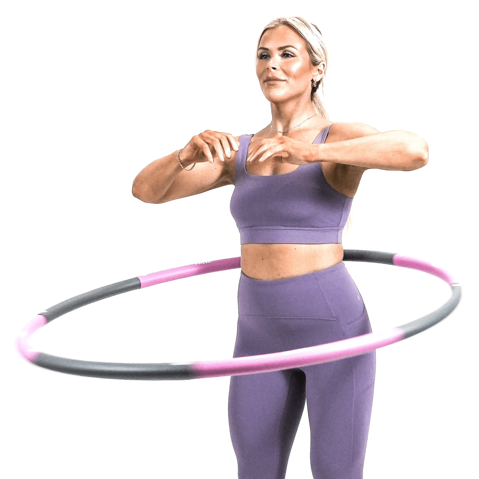 Weighted Hula Hoop, 2.5 Lb Exercise Hula Hoops for Adults, 8 Detachable Sections, Pink & Gray