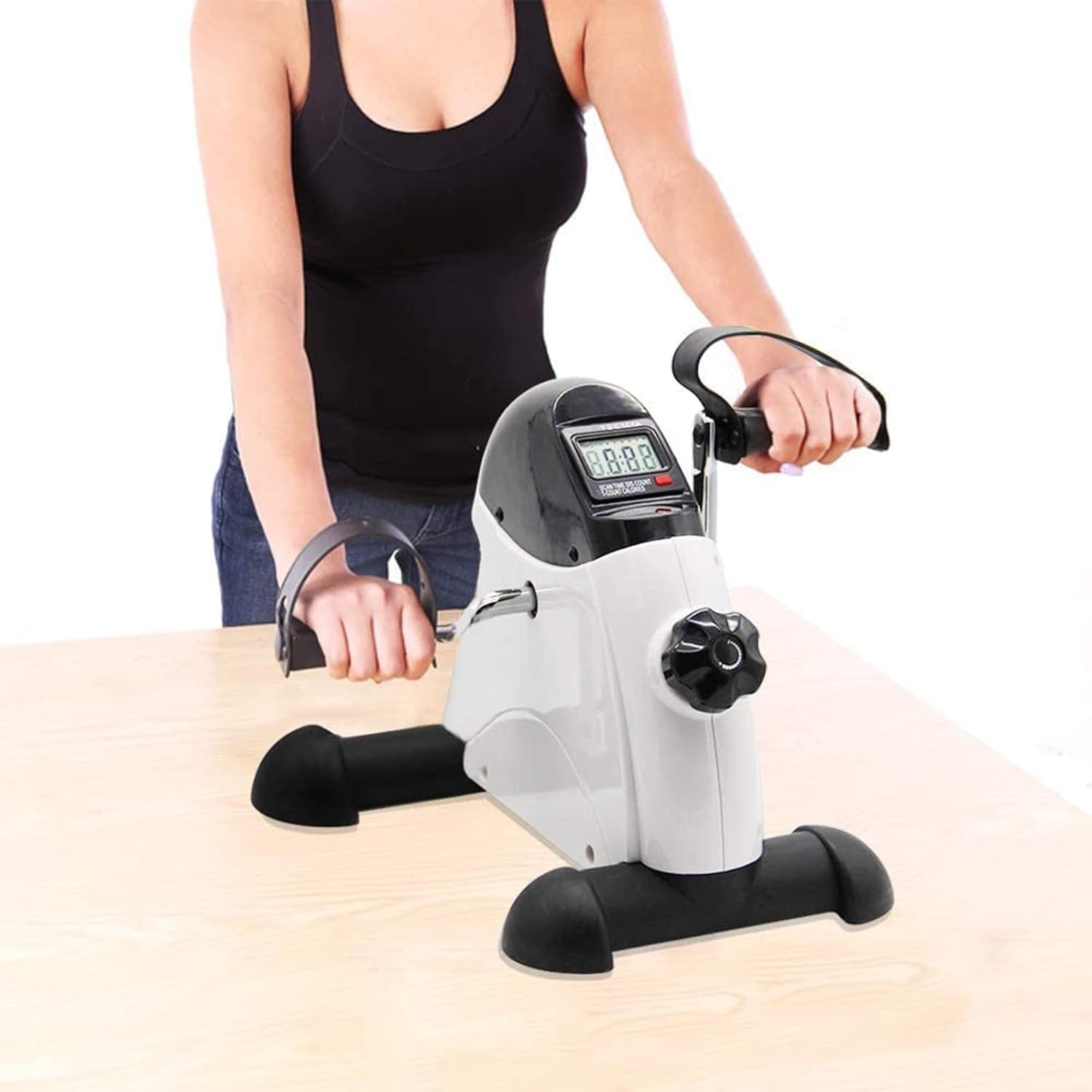 Portable Exercise Pedal Bike for Legs and Arms, Mini Exercise Peddler with LCD Display