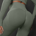 High Waist Seamless Yoga Pants Women's Solid Color