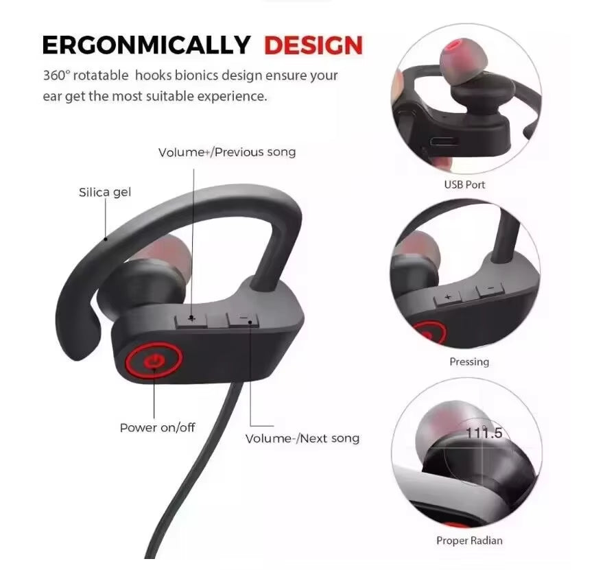 BT 5.3 Wireless with Longplaying Time Stereo Soundproof Headphone , Suitable for Sports, Exercise, Running, Exercise, Gym